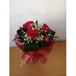 Bouquet 3 Rosas e Statice